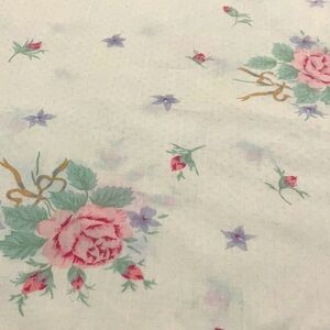 Queen top flat sheet. Roses on Swiss dots. Vintage Sears Roebuck.